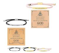 Genérico Inspire Bracelet “God is in control”, God Is in Control Bracelet, Stainless Steel Adjustable Christian Faith Handmade Letter Braided Bracelets, Engraving Gifts Jewelry (Silver+Pink)