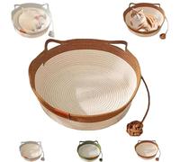 Genérico Instinct Basket, Stimuli Cat Bed with Toy Tail, Stimulicat Bed Rope Cotton with Cushion, Cats Ear Design, Breathable All Season Universal, Scratchable Breathable Weave (Brown,Small)
