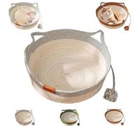 Genérico Instinct Basket, Stimuli Cat Bed with Toy Tail, Stimulicat Bed Rope Cotton with Cushion, Cats Ear Design, Breathable All Season Universal, Scratchable Breathable Weave (Gray,Small)