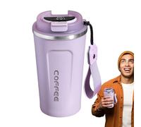 Genérico Insulated Coffee Tumbler - 510ml Smart Thermal Mug, Stainless Steel Display Cup with Lid and Lanyard | Temperature Display Mug for Coffee, Tea, Milk, Juice, Cocoa, Hot and Cold Beverages