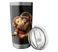 Genérico Insulated Tumbler - Monkey Pattern Stainless Steel, 600ml Coffee Mug Lids 17.5x8.5x7cm, Leak-proof Hot Cold Drinking Cups, 3.35-2.76inches Spill- Vesseles | Flask For Men & Womens