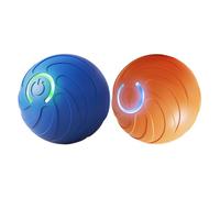 Genérico Intelligent Interactive Pet Toy Ball - Rechargeable Automatic Rolling Cat Toy | Material with Lights, 5.2cm Diameter, Orange/Blue, Fun Exercise Ball for Kittens Small Medium