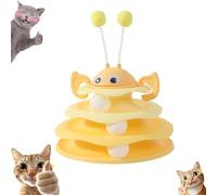 Genérico Interactive 3-Layer Cat Toy Tower, Nestoly Interactive 3-Layer Cat Toy Tower, with Rotating Bee and Rolling Balls, Multiple Levels, for Playful Cats, Ideal for Indoor Cats (Yellow)
