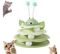 Genérico Interactive 3-Layer Cat Toy Tower, Nestoly Interactive 3-Layer Cat Toy Tower, with Rotating Bee and Rolling Balls, Multiple Levels, for Playful Cats, Ideal for Indoor Cats (Green)