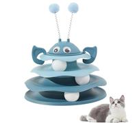 Genérico Interactive 3-Layer Cat Toy Tower, with Rotating Bee and Rolling Balls, 3 Levels for Chase, for Playful Cats, Ideal Indoor Cats (Blue)