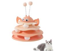Genérico Interactive 3-Layer Cat Toy Tower, with Rotating Bee and Rolling Balls, 3 Levels for Chase, for Playful Cats, Ideal Indoor Cats (Orange)