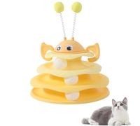 Genérico Interactive 3-Layer Cat Toy Tower, with Rotating Bee and Rolling Balls, 3 Levels for Chase, for Playful Cats, Ideal Indoor Cats (Yellow)