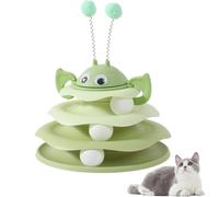 Genérico Interactive 3-Layer Cat Toy Tower, with Rotating Bee and Rolling Balls, 3 Levels for Chase, for Playful Cats, Ideal Indoor Cats (Green)