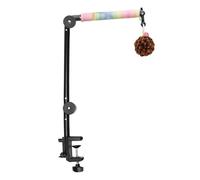 Genérico Interactive Bird Perch, 4in1 Cage Accessories, Standard Size Stand with Ball, Natural Wood for Parrot Perch, Toy with Colorful Style, Accessory for Parakeet Cockatiel Enjoyment