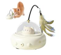Genérico Interactive Cat Feather Toy, Rechargeable Pussy Toy, Rotating Pet Enrichment Kitten Boredom Exerciser, 600mAh Battery Hunting Chasing Game, Product Size: 4.33x4.53x11.02 Inches