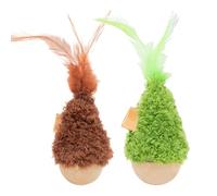 Genérico Interactive Cat Toy - 5x15cm Ball Shape Wobble Game | 2-Piece Cat Exercise Toys with Catnip | Cats Toy For Alone Time Corner Play Area Apartment Kitchen Home Playroom