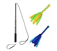 Genérico Interactive Dog Flirt Pole | Extendable Metal 26-36cm Teaser Wand with Rope Plush Attachments Training Exercise Enrichment Toy System Outdoor Agility Play Tug Fitness Tool | Small Medium La