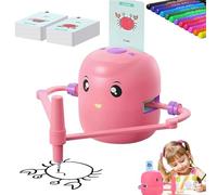 Genérico Interactive Drawing Robot for Kids, 2025 New Smart Drawing Robot with 100 Word Cards&12 Colorful Pens, Voice Interaction, Drawing Guidance for 3-8 Boys Girls (Pink)