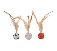 Genérico Interactive Feather Ball Toy Set for Cats, Cat Feather Ball Toys, Bouncy Balls for Cats, 3 Different Feather Balls in A Pack (1 Set(3 pcs))