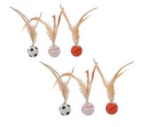 Genérico Interactive Feather Ball Toy Set for Cats, Cat Feather Ball Toys, Bouncy Balls for Cats, 3 Different Feather Balls in A Pack (2 Sets (6 pcs))