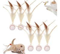 Genérico Interactive Feather Ball Toy Set for Cats, Celerypets Interactive Cat Toys for Indoor Cats, Bouncy Tails Cat Toys, Bouncy Balls for Cats, Feather Ball Toy for Cats, for Exercise (C)