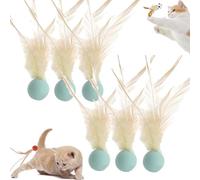 Genérico Interactive Feather Ball Toy Set for Cats, Celerypets Interactive Cat Toys for Indoor Cats, Bouncy Tails Cat Toys, Bouncy Balls for Cats, Feather Ball Toy for Cats, for Exercise (E)
