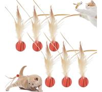 Genérico Interactive Feather Ball Toy Set for Cats, Celerypets Interactive Cat Toys for Indoor Cats, Bouncy Tails Cat Toys, Bouncy Balls for Cats, Feather Ball Toy for Cats, for Exercise (B)