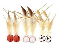 Genérico Interactive Feather Ball Toy Set for Cats, Feather Elastic Balls, 2025 New Cat with for Indoor, at with Indoor Cats (1# 6 PCS)