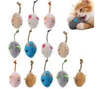 Genérico Interactive Mouse Toys - Catnip Plush Set for Indoor Play | 12 Pieces Teeth Cleaning Biting Game, 5x2.5x3cm Size, Soft Fabric for Gum Health, Scratching, Carpet, Furniture Protection