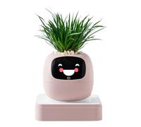 Genérico Interactive Smart Planter - Pot for Indoor Home | ABS with Electronic Components, LCD Screen Multiple Expressions, Charging, Wi-Fi App Support for Living Room