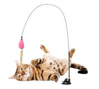 Genérico Interactive Wand Cat Toy - Teaser Stick Game for Feline Exercise | Suction Cup Attachment with Bell, Cat Entertainment Toy for Home Living Room Apartment Corner Play Area Alone Time