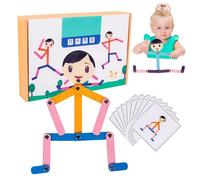 Genérico Interaktives Roboterspielzeug,Einstellbare Holzroboter Für Kinder | Interaktives -Spielzeug Mit 24 Karten Und 48 Action-Reisespielzeugen, Roboter-Geschenken Für 3-8 Jahre Alte Und Mäd