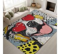 Genérico Interior y Exterior Alfombra - Ilustración Perro Corazón Auriculares Antideslizante Lavable Decorativo Alfombra para Cocina Baño Salón Pasillo - Blanca Tapete - 80 x 150 cm