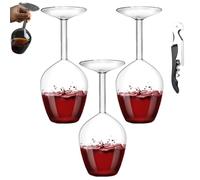 Genérico Inverted Flip Tall Wine Glass,Unique Creative Upside Down Red Wine Glasses,Elegant Long Stem Inverted Cups,Rotating Rolling Un-Spillable Wines Glasses,Fun Gifts for Wine Lover (3)