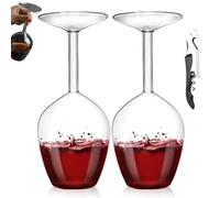 Genérico Inverted Flip Tall Wine Glass,Unique Creative Upside Down Red Wine Glasses,Elegant Long Stem Inverted Cups,Rotating Rolling Un-Spillable Wines Glasses,Fun Gifts for Wine Lover (2)