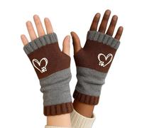 Generico Invierno Sin Dedos - Mangas De Punto Con Bordado De Corazón, Combinación De Cortaviento, Costuras Calientes, Diseño Unisex Alla, Práctica Función Plegable, Elegante Protección Del, Café