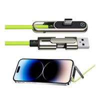 Genérico Invisible Charging Cable - Foldable Double Head Cord for Travel | Fast Power Transfer with Sideways Design & Handy Holder Stand Features for Camping Trips and Hiking Adventures