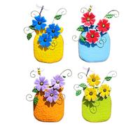 Genérico Iron Wall Sculpture - Colorful Flower Decor for Rooms | Metal Material with 32.5x19.5cm Size, Hook for Hanging, Blue Orange Yellow Green Design, Artistic Accent for Porch Patio