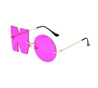 Genérico Irregular Rimless Sunglasses - Letter NO Sunglasses | Rimless Irregular Metal Frame Party Sunglassess | Lightweight Anti-UV Funny Alphabet Eyewear For Men & Women