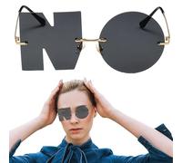 Genérico Irregular Rimless Sunglasses - Sunglasses Eyewear Glasses | 2023 Letter NO Party Frameless DesignSunglasses Men Women Metal PC Lens Fun Party Sun Glasses Lightweight