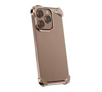 Genérico Irregular Titanium Alloy Bumper Borderless Case for iPhone with Lens Protector, Shockproof Borderless Protective Cover for iPhone 17/16/15/14/13 Pro MAX (Desert Golo,For 15)