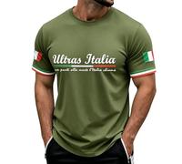 Genérico Italia CorazóN Italiano Latido del CorazóN Camiseta Hombre Estilo Italiano de Manga Corta con Cuello Redondo Casual Cómoda Moderna Camiseta Hombre Casual para Todos