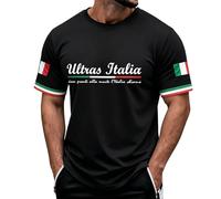 Genérico Italia CorazóN Italiano Latido del CorazóN Camiseta Hombre Estilo Italiano de Manga Corta con Cuello Redondo Casual Cómoda Moderna Camiseta Hombre Casual para Todos