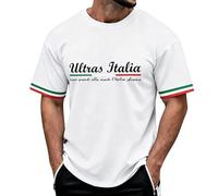 Genérico Italia CorazóN Italiano Latido del CorazóN Camiseta Hombre Estilo Italiano de Manga Corta con Cuello Redondo Casual Cómoda Moderna Camiseta Hombre Casual para Todos