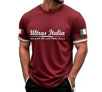 Genérico Italia CorazóN Italiano Latido del CorazóN Camiseta Hombre Estilo Italiano de Manga Corta con Cuello Redondo Casual Cómoda Moderna Camiseta Hombre Casual para Todos