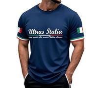 Genérico Italia CorazóN Italiano Latido del CorazóN Camiseta Hombre Estilo Italiano de Manga Corta con Cuello Redondo Casual Cómoda Moderna Camiseta Hombre Casual para Todos