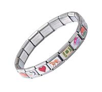 Genérico Italian Bracelet, Modular Charm, Stainless Steel Band 6.89x6.89x0.35 inches, Handmade Adjustable Design, Ideal for Travel, Beach Outings, Weddings, Cocktail Events, or Casual Wear