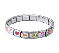 Genérico Italian Charm Bracelet, Stainless Steel Modular Jewelry, Fashion Accessory for Women, Custom Wristwear for Dating Traveling Beach Outings Camping Wedding Party Looks, 17.5x17.5x0.9cm