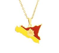 Genérico Italy Sicily Map Pendant Necklaces Italian Sicilia Jewelry Gifts for Women Men Italian Necklace Sicilia Flag Necklaces (C)