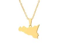 Genérico Italy Sicily Map Pendant Necklaces Italian Sicilia Jewelry Gifts for Women Men Italian Necklace Sicilia Flag Necklaces (G)