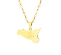 Genérico Italy Sicily Map Pendant Necklaces Italian Sicilia Jewelry Gifts for Women Men Italian Necklace Sicilia Flag Necklaces (A)