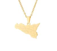 Genérico Italy Sicily Map Pendant Necklaces Italian Sicilia Jewelry Gifts for Women Men Italian Necklace Sicilia Flag Necklaces (M)