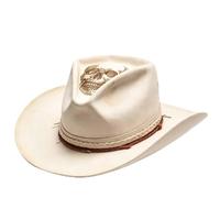 Genérico Ivory White Hellfire Skull Cowboy Hat, Vintage Distressed Western Cowboy Hat for Country Concert, Rodeo & Cowgirl Outfits (1Pcs)
