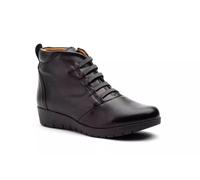 Genérico J 9502 Botín de piel, cuña, cordones elásticos, estilo 24 horas (Negro, 39)