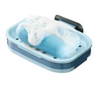 Generico Jabonera de ducha a - Jabonera de pared autoadhesiva | Jabonera porta esponja sin agujeros para baño cocina, diseño con desagüe en cascada, órgano antioxidante